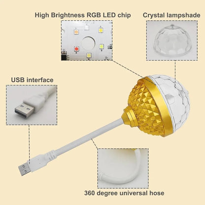 USB Rotating Disco Light – Portable 360° LED Party Light